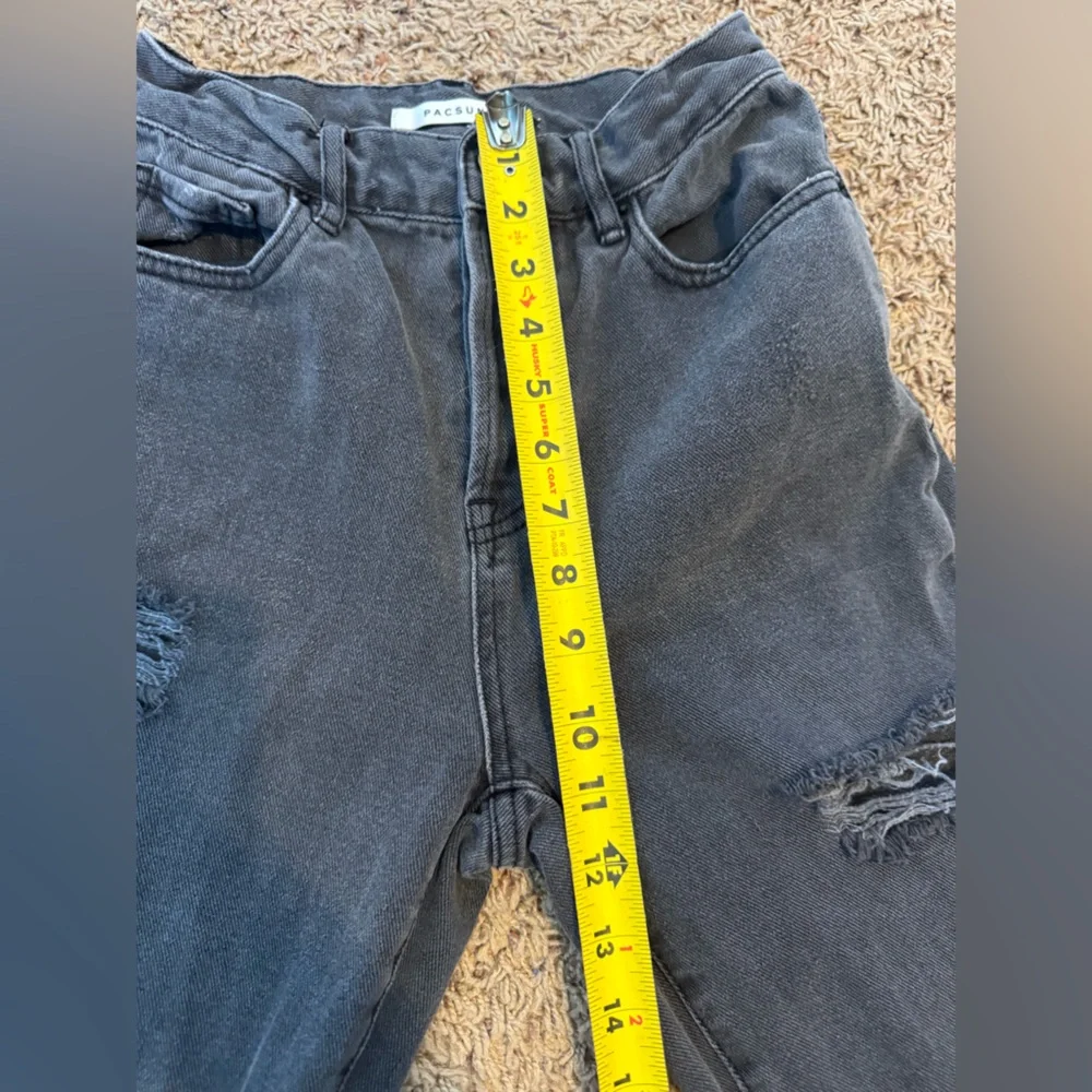 PacSun Gray Black Distressed Denim High Rise Straight Jeans Size 24